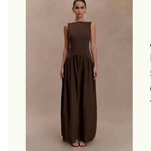 Meshki Brown Sleeveless Maxi Dress
